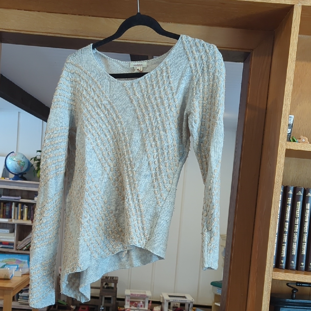 Sundance Cream and Gray Patterned Sweater